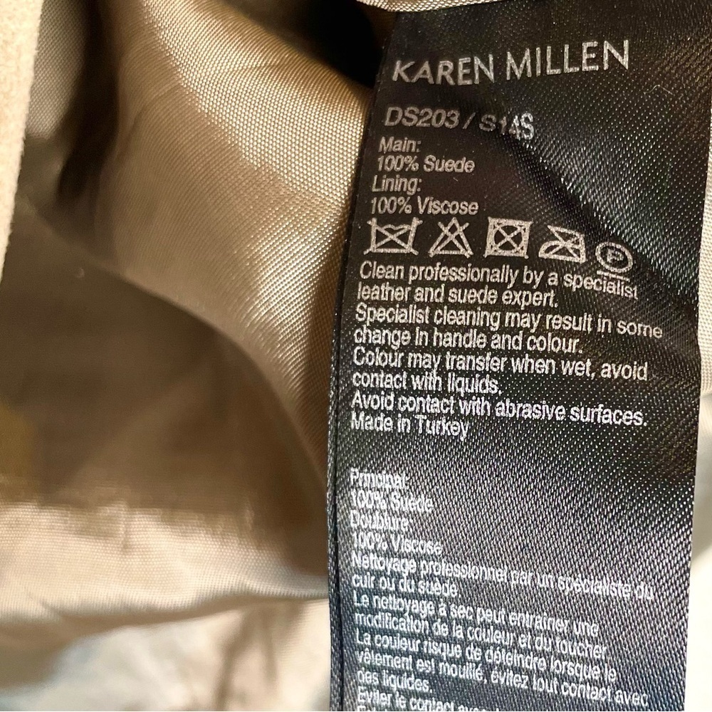 Karen Millen Suede Sheath Dress 6 Beige Tailored Designer - Picture 9 of 10